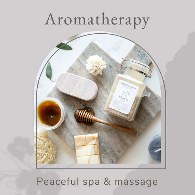Aromatherapie wellness-sjabloon psd/met spa-lichaamsverzorgingsproducten achtergrond