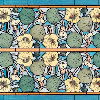 Art nouveau nasturtium bloem patroon achtergrond