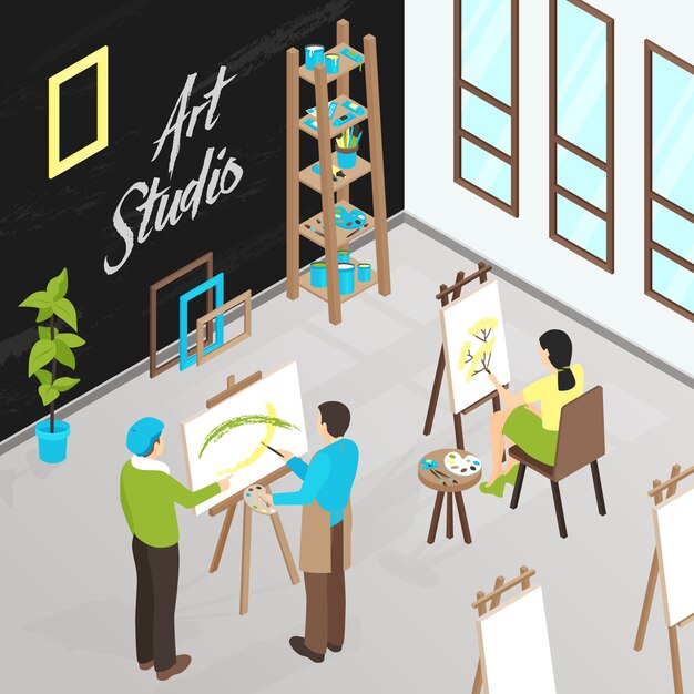 Art Studio isometrische illustratie