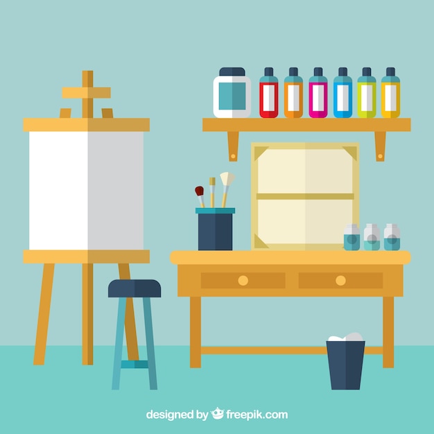 Gratis vector art studio, vlakke stijl