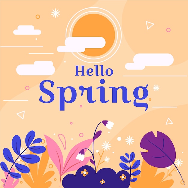 Gratis vector artistiek hallo lente conceptthema