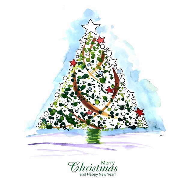 Artistiek ontwerp van de boomwenskaart van de kerstboom