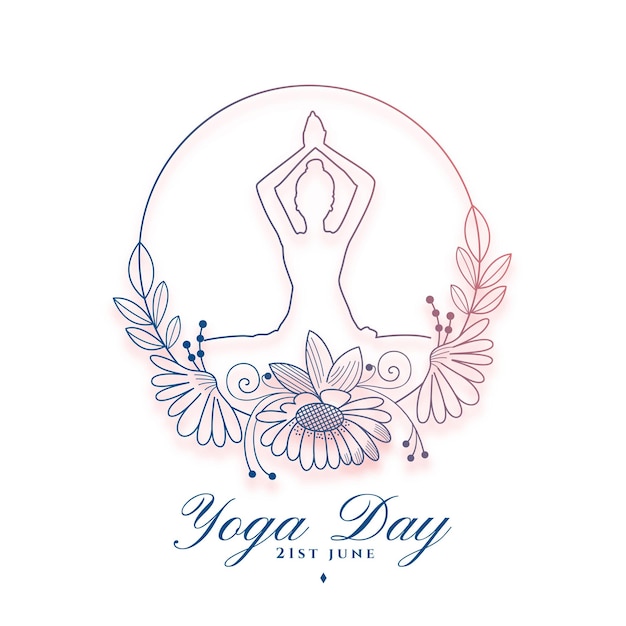 Gratis vector artistieke 21 juni yoga dag achtergrond in lijnstijl