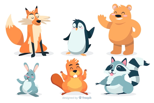 Gratis vector artistieke cartoon wilde dieren collectie