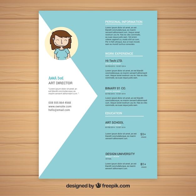 Gratis vector artistieke curriculum template