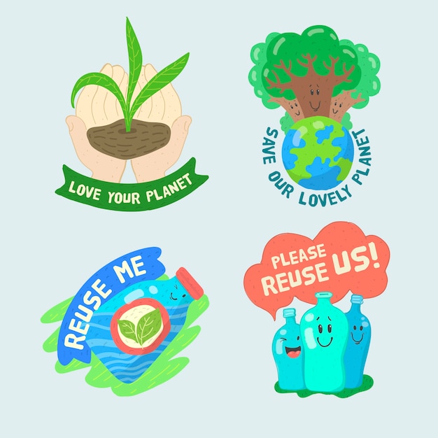 Artistieke gelijkspel met ecologie badge collectie