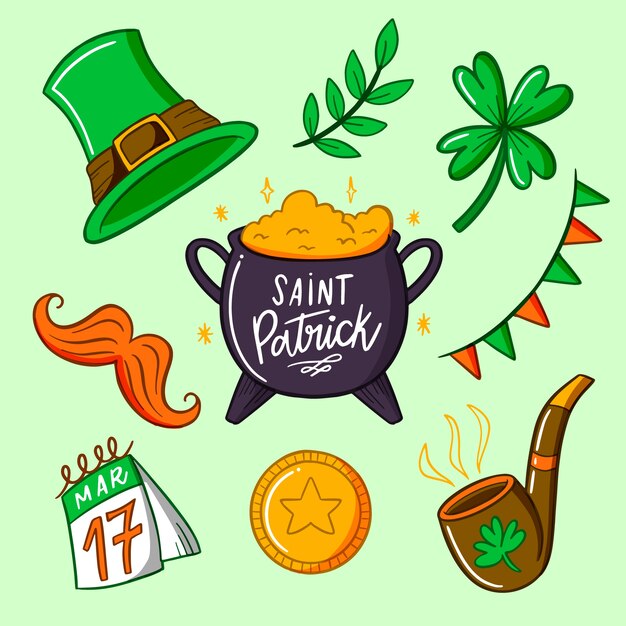 Artistieke tekening van st. patricks dag element collectie