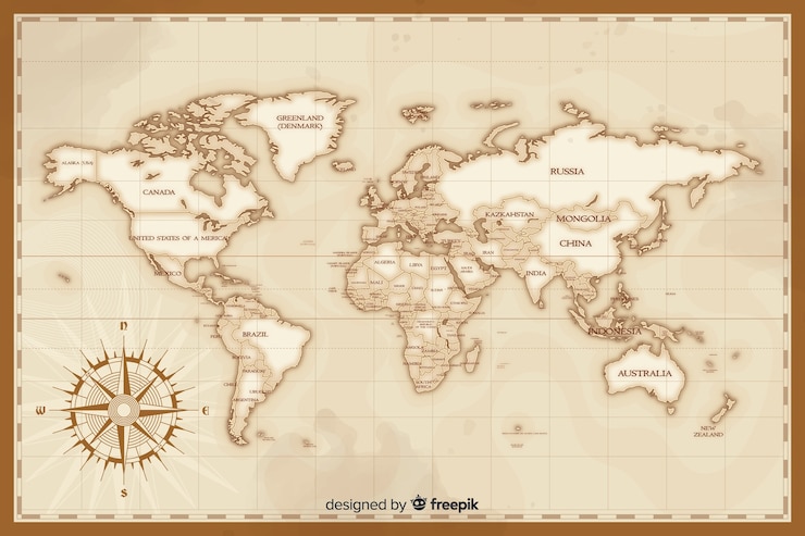 Gratis Vector artistieke vintage wereldkaart tekenen concept