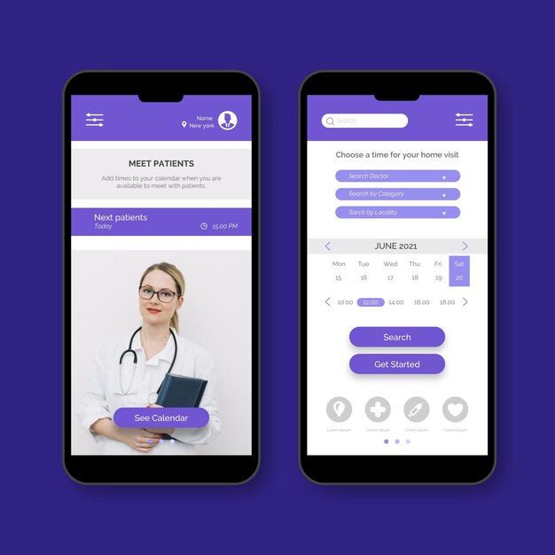 Arts met een stethoscoop medische boeking app