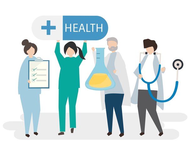 Artsen en gezondheid illustratie