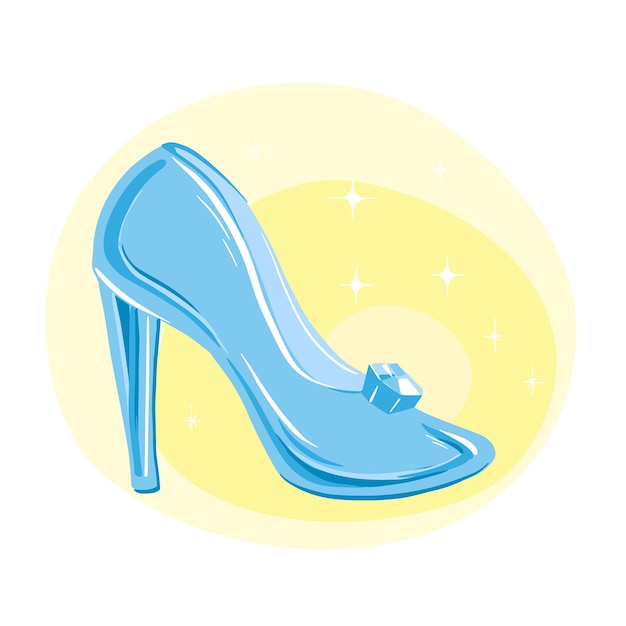 Assepoester glazen schoen illustratie ontwerp