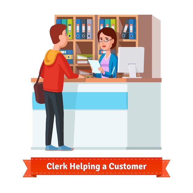 Gratis vector assistent clerk die met de klant werkt