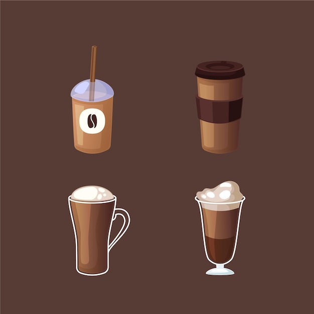 Gratis vector assortiment koffiesoorten