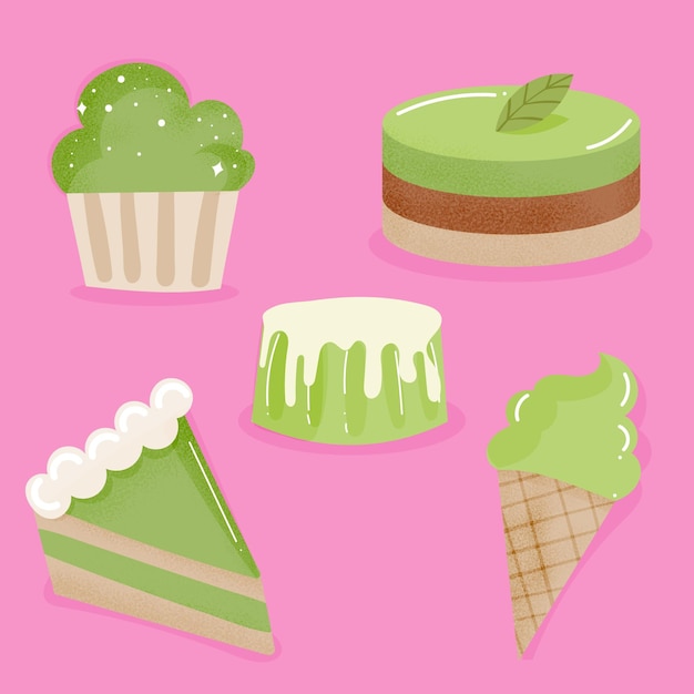 Gratis vector assortiment matchadesserts