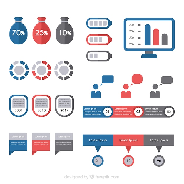 Gratis vector assortiment nuttige elementen voor infographics