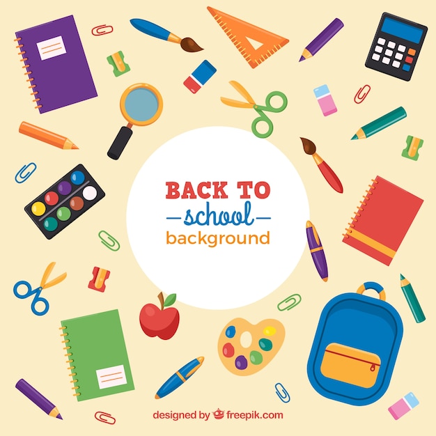 Gratis vector assortiment schoolmateriaal