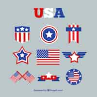 Gratis vector assortiment van amerikaanse vlaggen met groot design