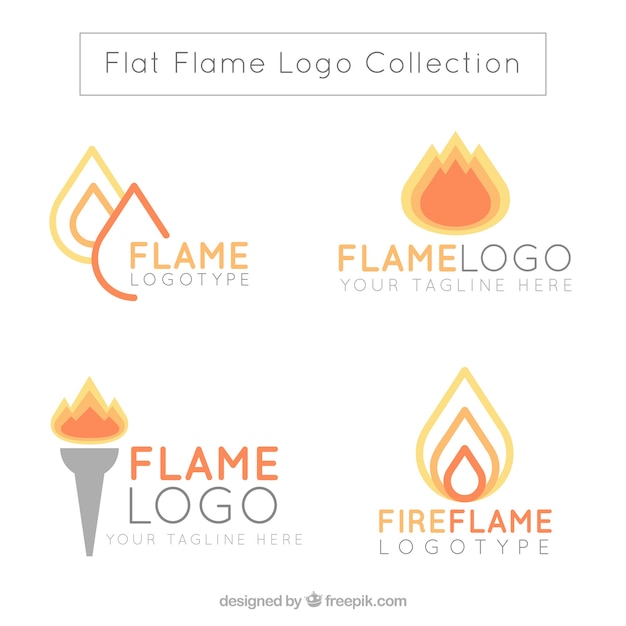 Gratis vector assortiment van de vlam logo's in plat design