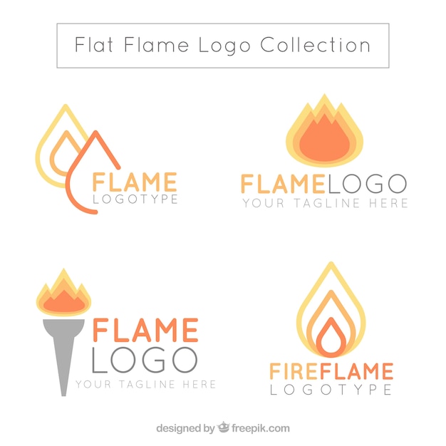Assortiment van de vlam logo&#39;s in plat design