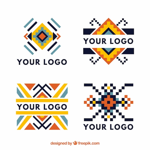 Gratis vector assortiment van gekleurde boho logos