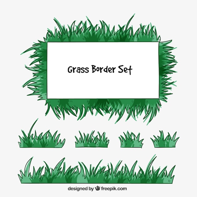 Gratis vector assortiment van gras grenzen