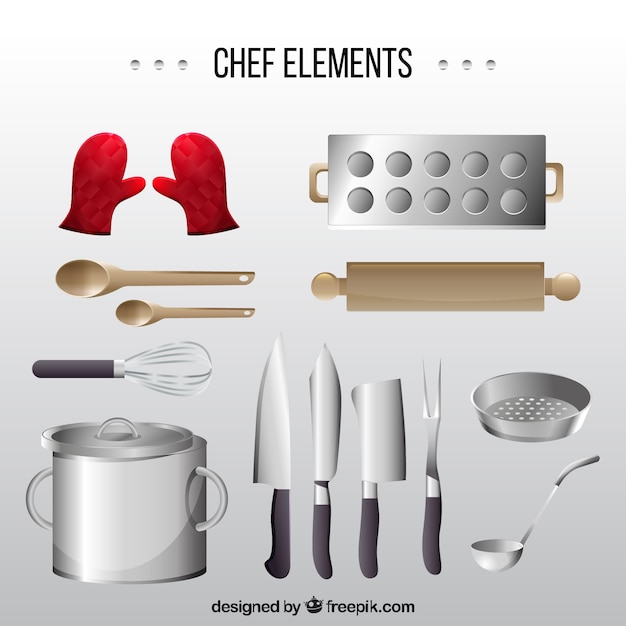 Gratis vector assortiment van items voor het koken