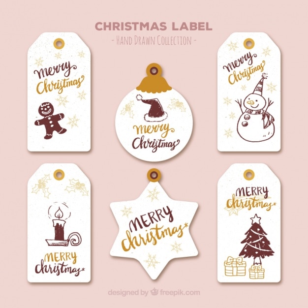 Assortiment van kerst labels met tekeningen