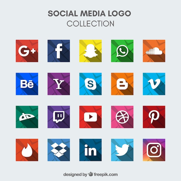 Assortiment van kleurrijke sociale media pictogrammen in plat design