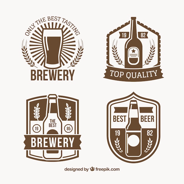 Gratis vector assortiment van vier vintage bierstickers