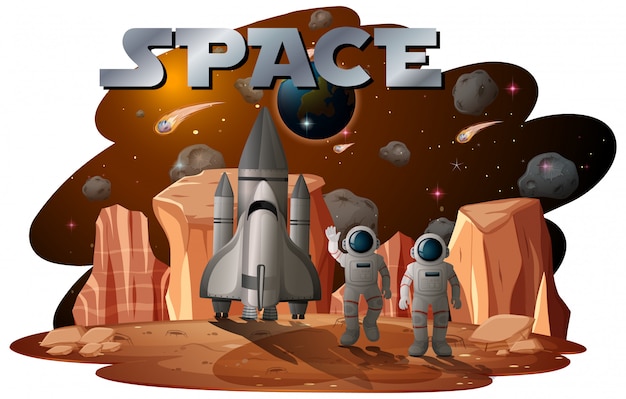 Gratis vector astronaut in ruimtescène