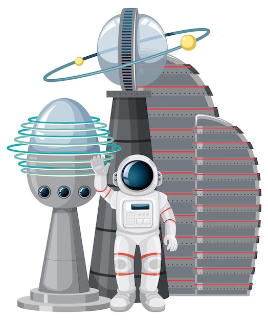 Astronaut met futuristische technologie