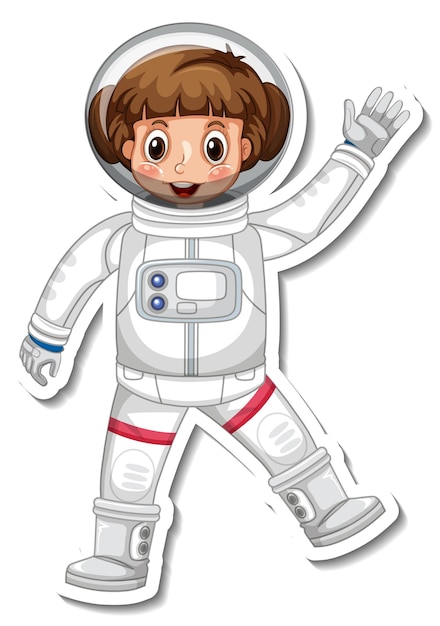 Gratis vector astronaut of ruimtevaarder stripfiguur in stickerstijl