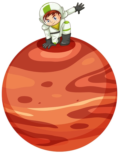 Gratis vector astronaut op de planeet mars