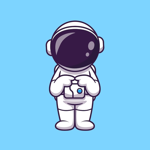 Astronaut verward Cartoon afbeelding. Wetenschap technologie concept geïsoleerd. Platte cartoonstijl