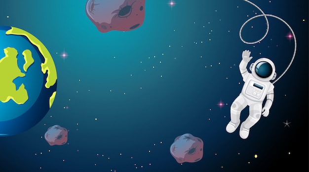 Gratis vector astronaut zwevend in de ruimte