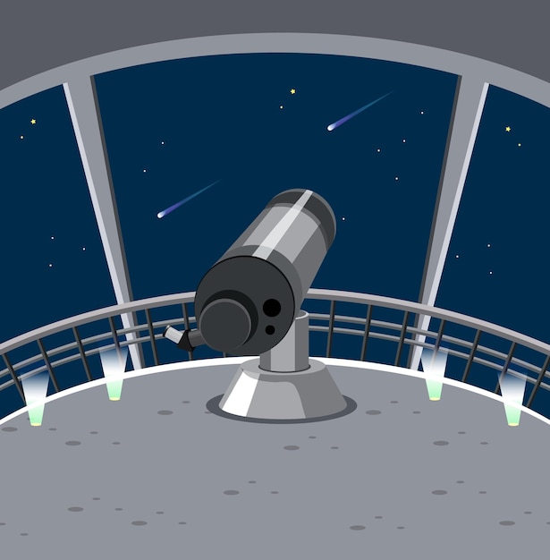 Gratis vector astronomiethema met grote telescoop