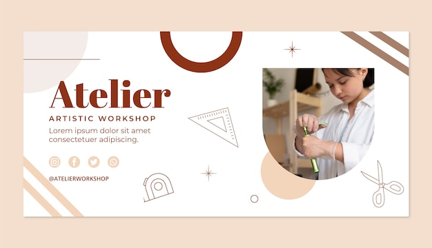 Gratis vector atelier platte minimale banner