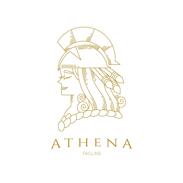 Gratis vector athena karakter logo ontwerp