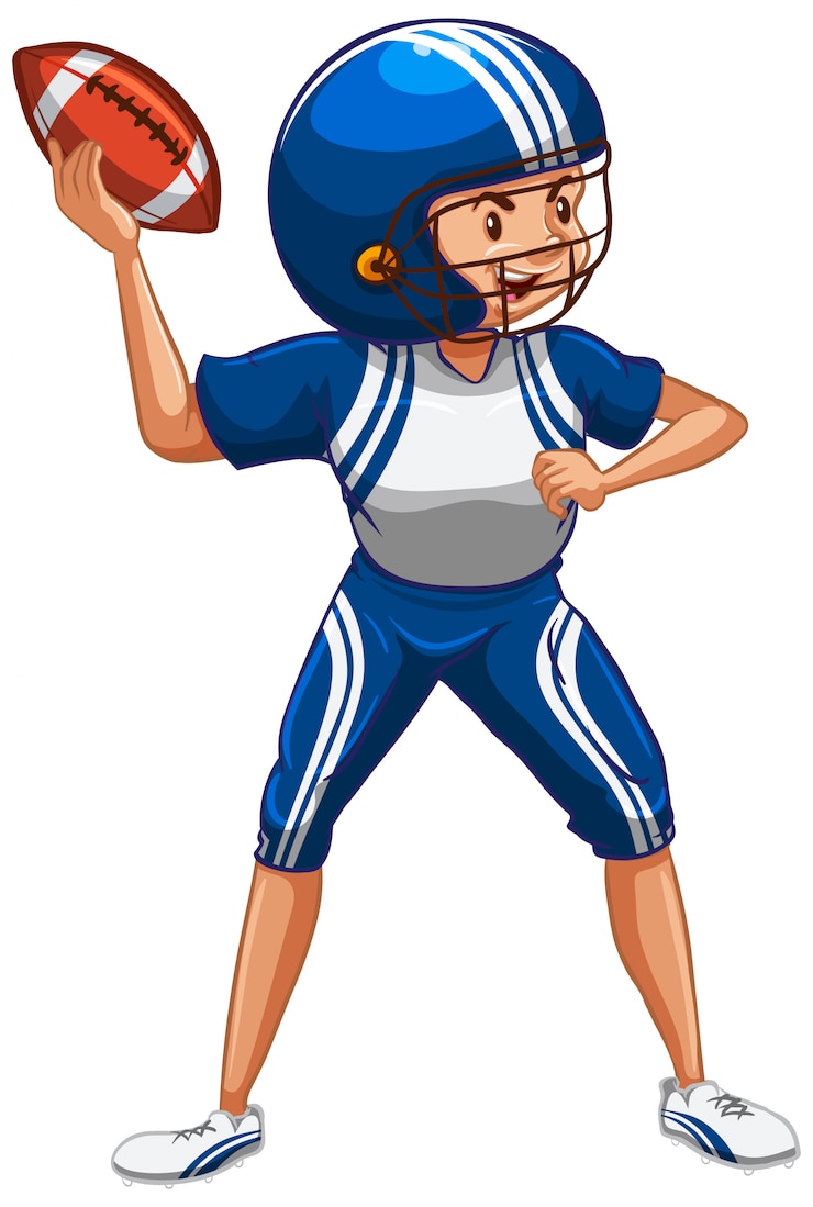 Gratis Vector atleet die amerikaans voetbal op wit doet