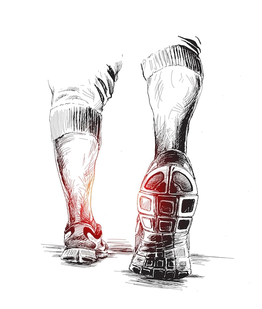 Atletische benen Sport en fitness Hand getrokken schets vectorillustratie