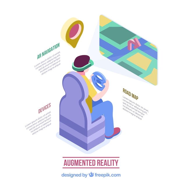 Augmented reality-achtergrond in isometrische stijl
