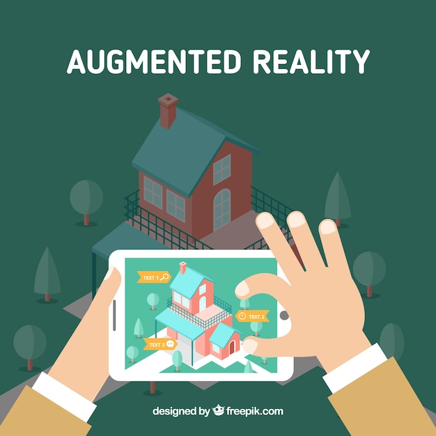 Augmented reality-achtergrond in isometrische stijl