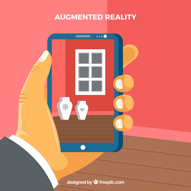 Gratis vector augmented reality-achtergrond in vlakke stijl