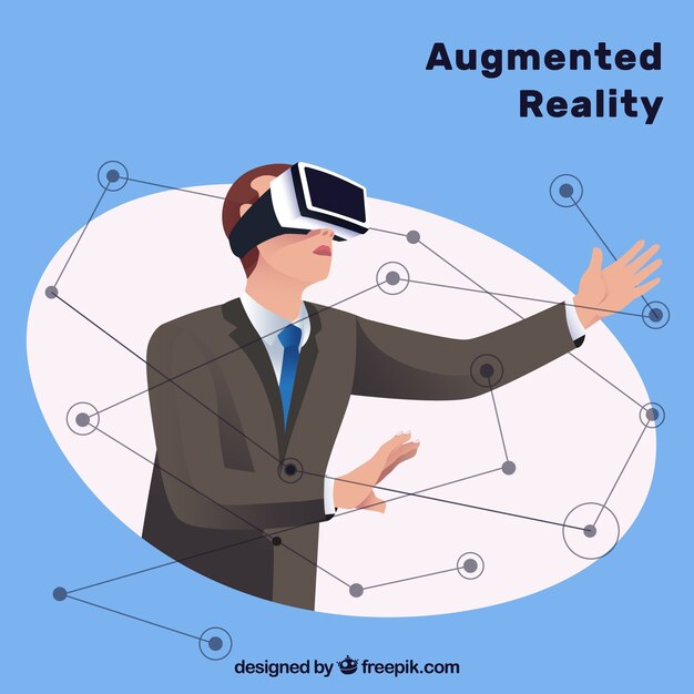 Gratis vector augmented reality-achtergrond met apparaat