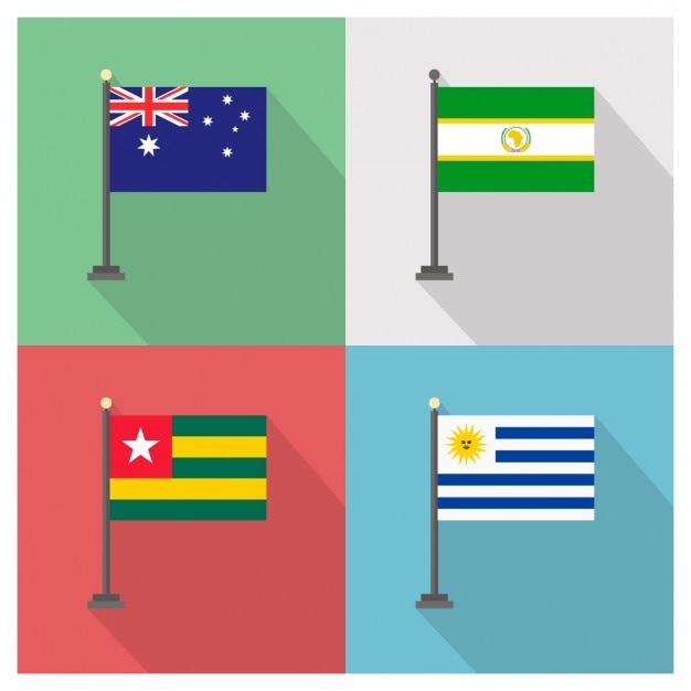 Australië afrikaanse unie togo en uruguay vlaggen Gratis Vector