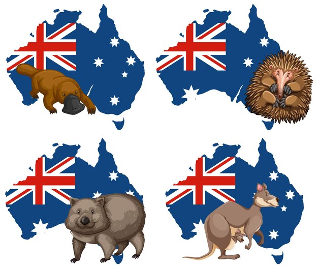 Australië dag banners set