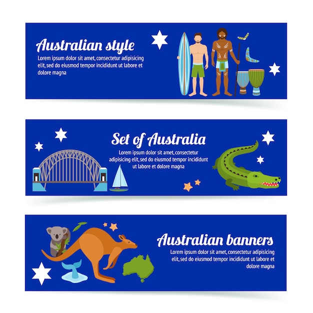 Gratis vector australië sjabloonbannerset