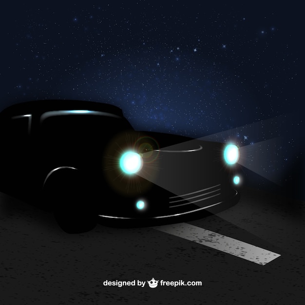 Gratis vector auto in de nacht vector