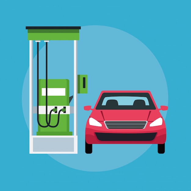 Auto in een benzinestation pictogram