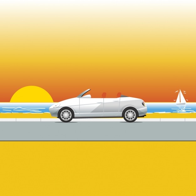 Gratis vector auto op het strand